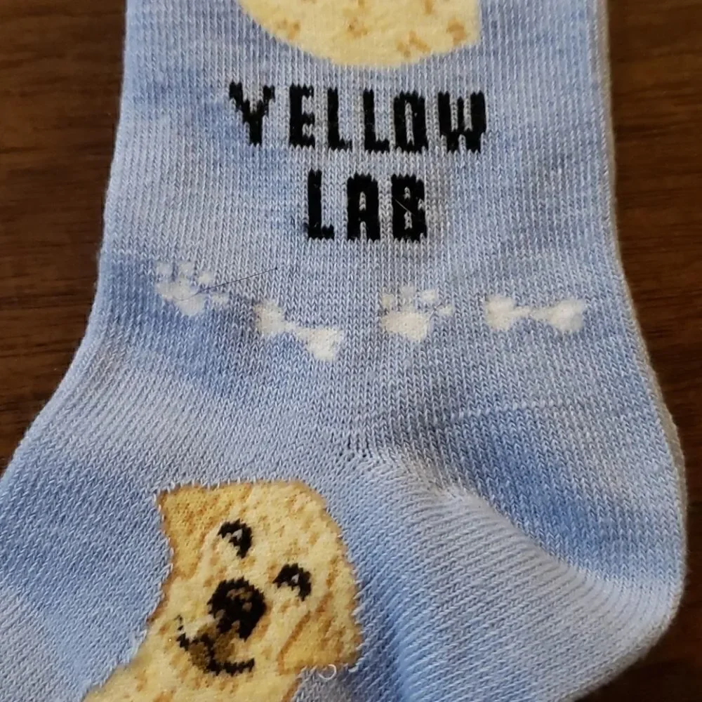FOOZYS CANINE COLLECTION LIGHT BLUE SOCKS WITH YELLOW LABRADOR RETRIEVER